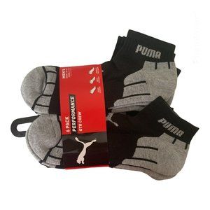 NWT 6 Pack Performance Qtr Crew PUMA men socks